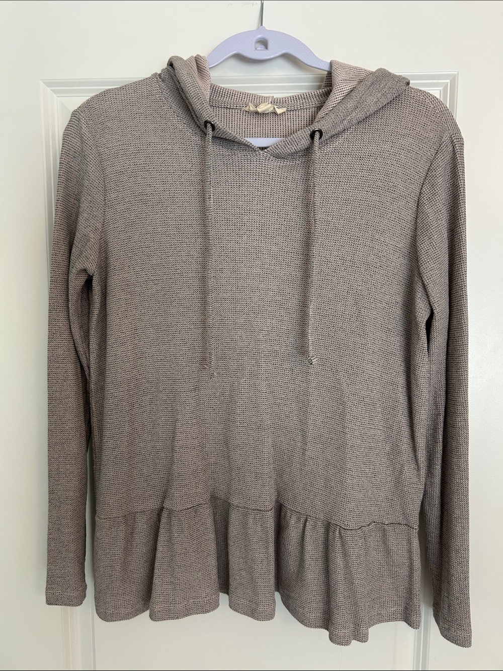 Jane and Delancey Taupe Ruffle-Hem Hoodie